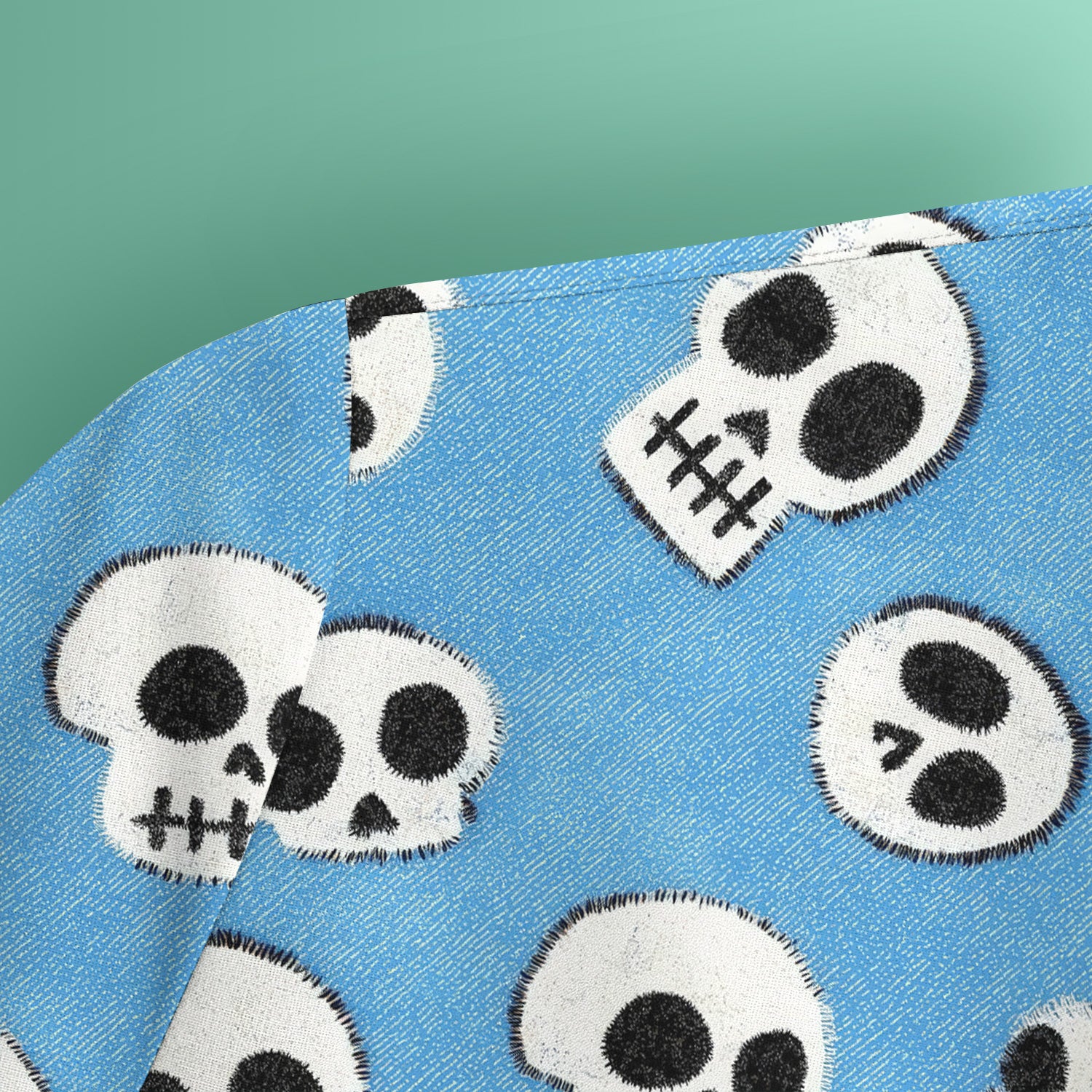 Blue Skull Halloween Pattern Scrub Top, Comfortable Scrubs for Nurses