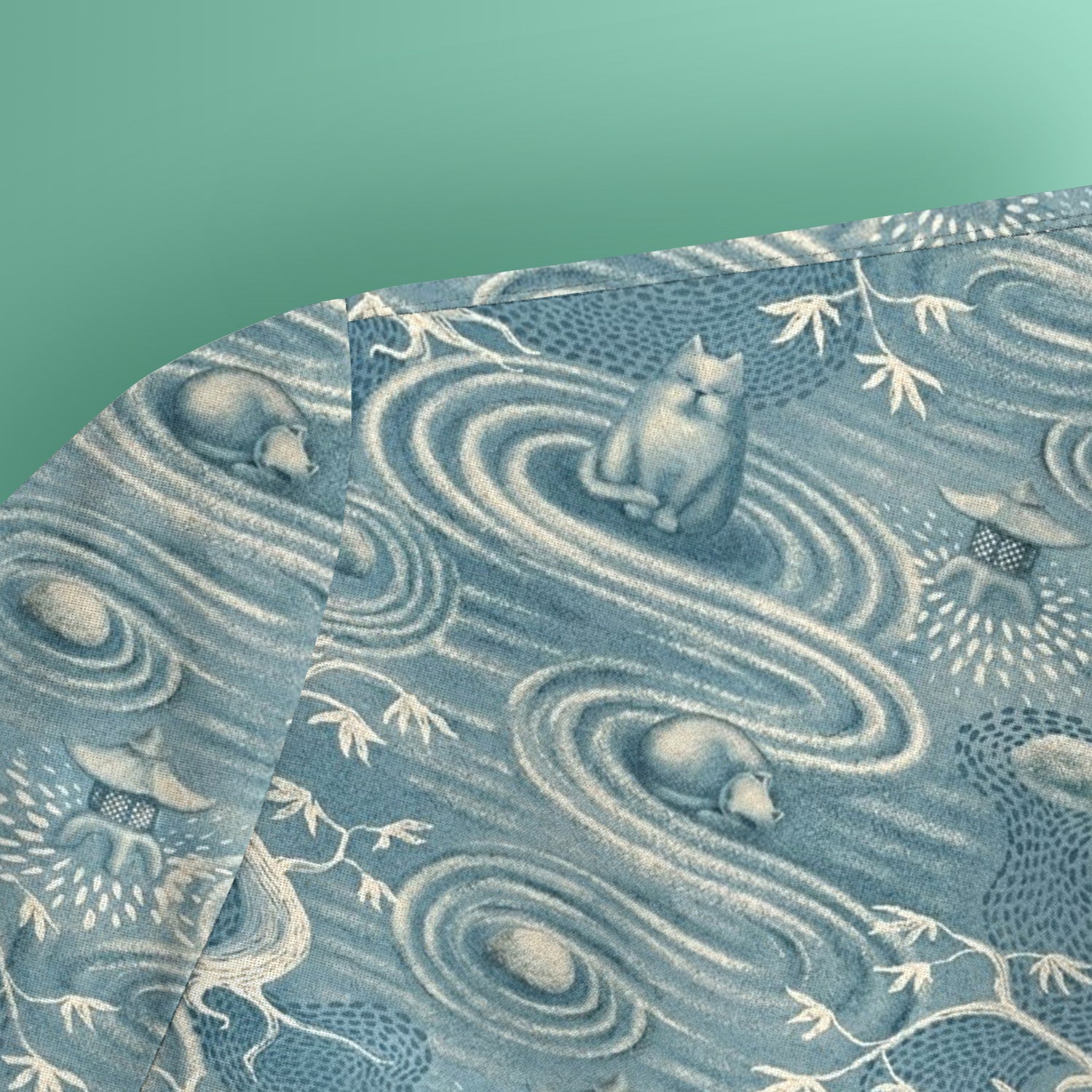 Zen Cat Water Garden Pattern  Scrub Top, Breathable Fabrics Nursing Uniform