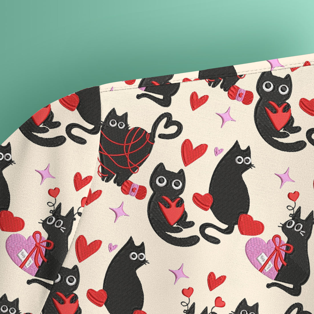 Valentine’s Day Scrub Top, Cute Black Cat With Heart Pattern Nurse Shirt, Breathable Fabrics Nursing Uniform