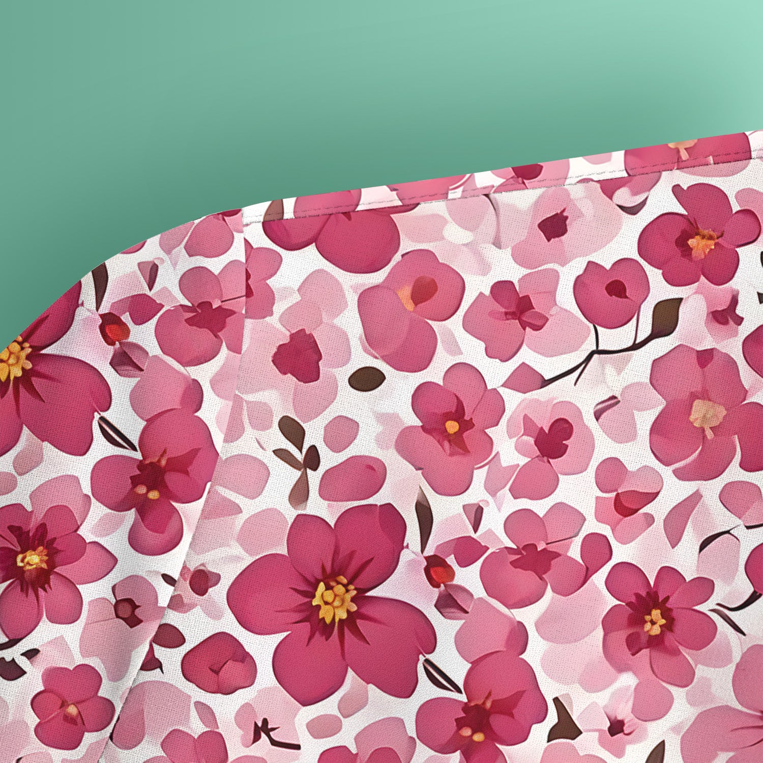 Pink Cherry Blossom Floral Pattern Scrub Top, Comfortable Scrubs for Nurses