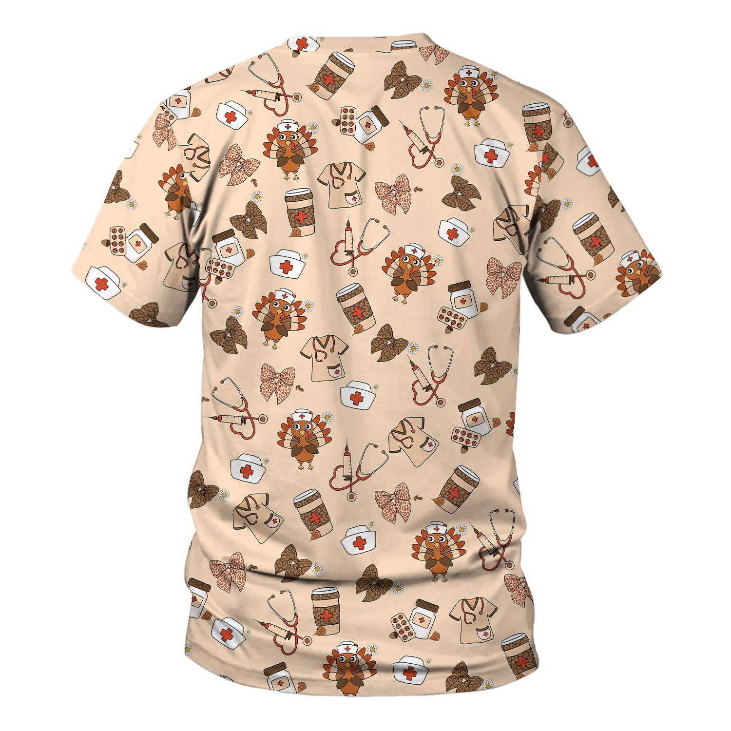 Funny Nurse Thanksgiving Scrub - Turkey & Stethoscope Medical Design - Gift for RN LPN Healthcare Workers