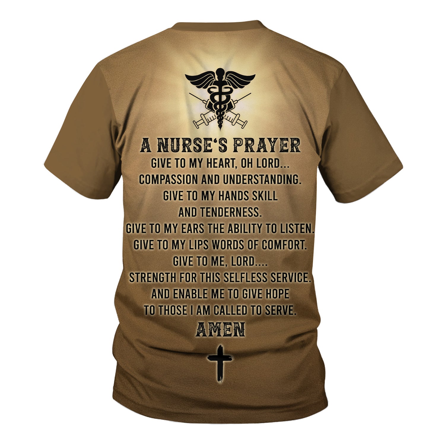 Personalized Christian Nurse Prayer Shirt - A Nurse's Prayer & Caduceus Symbol Graphic Tee - Gift for RN LPN CNA