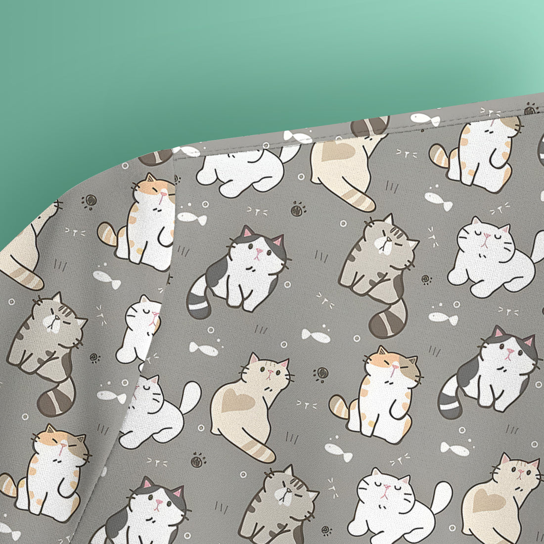 Pastel Cat Scrub Top, Cute Cat Pattern Nurse Shirt, Breathable Fabrics Nursing Uniform