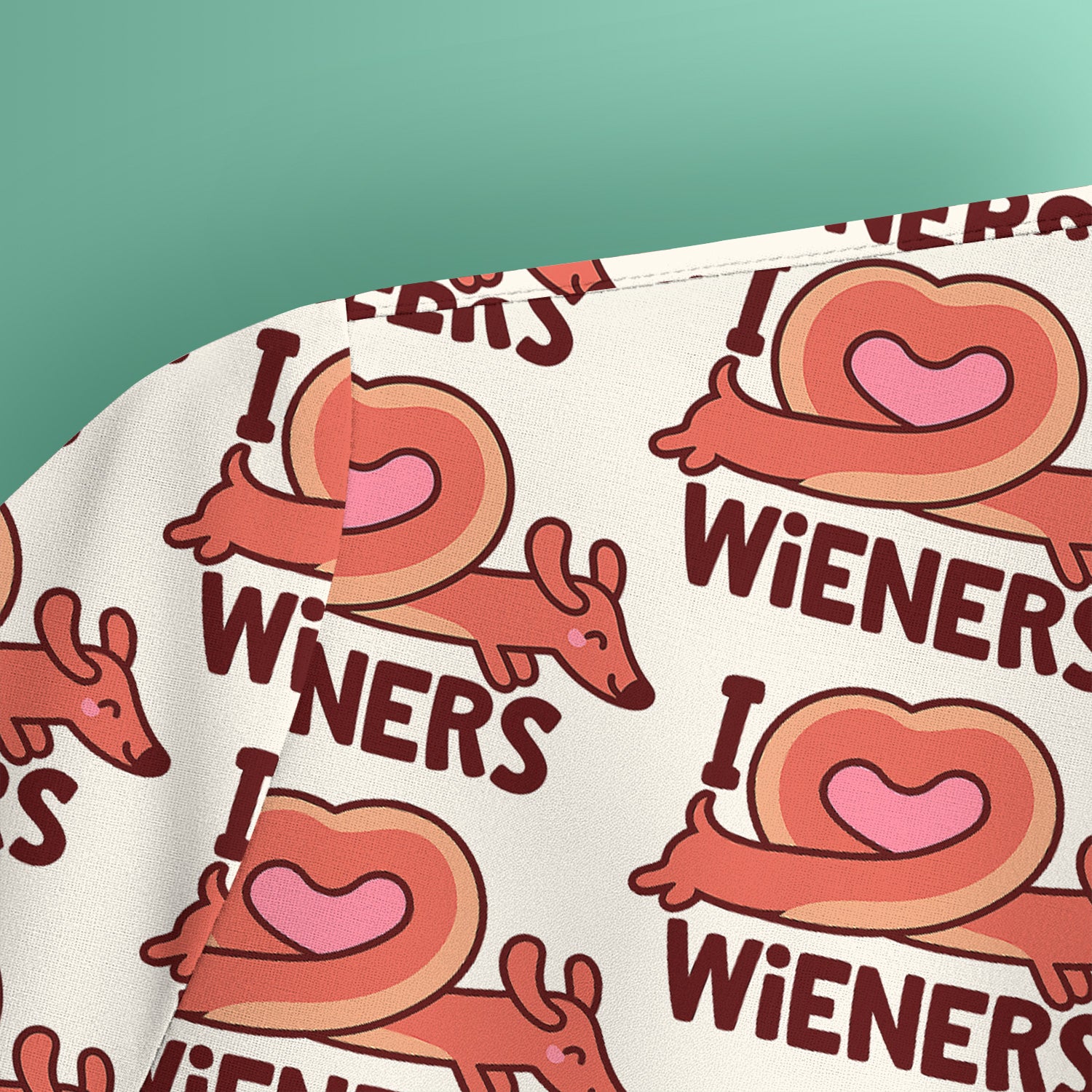 I Love Wieners Dachshund Heart Pattern Scrub Top, Comfortable Scrubs For Nurses