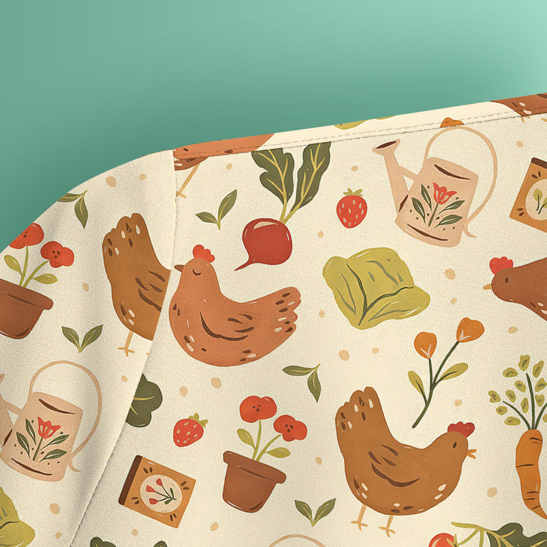 Rustic Farm Chicken Garden Vegetable Pattern Scrub Top, Comfortable Scrubs for Nurses