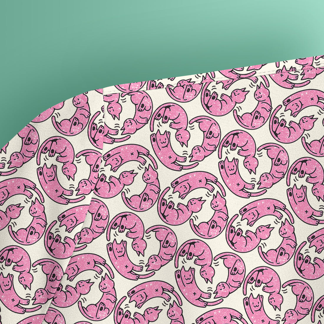Cute Pink Cat Cartoon Pattern Scrub Top, Comfortable Scrubs for Nurses