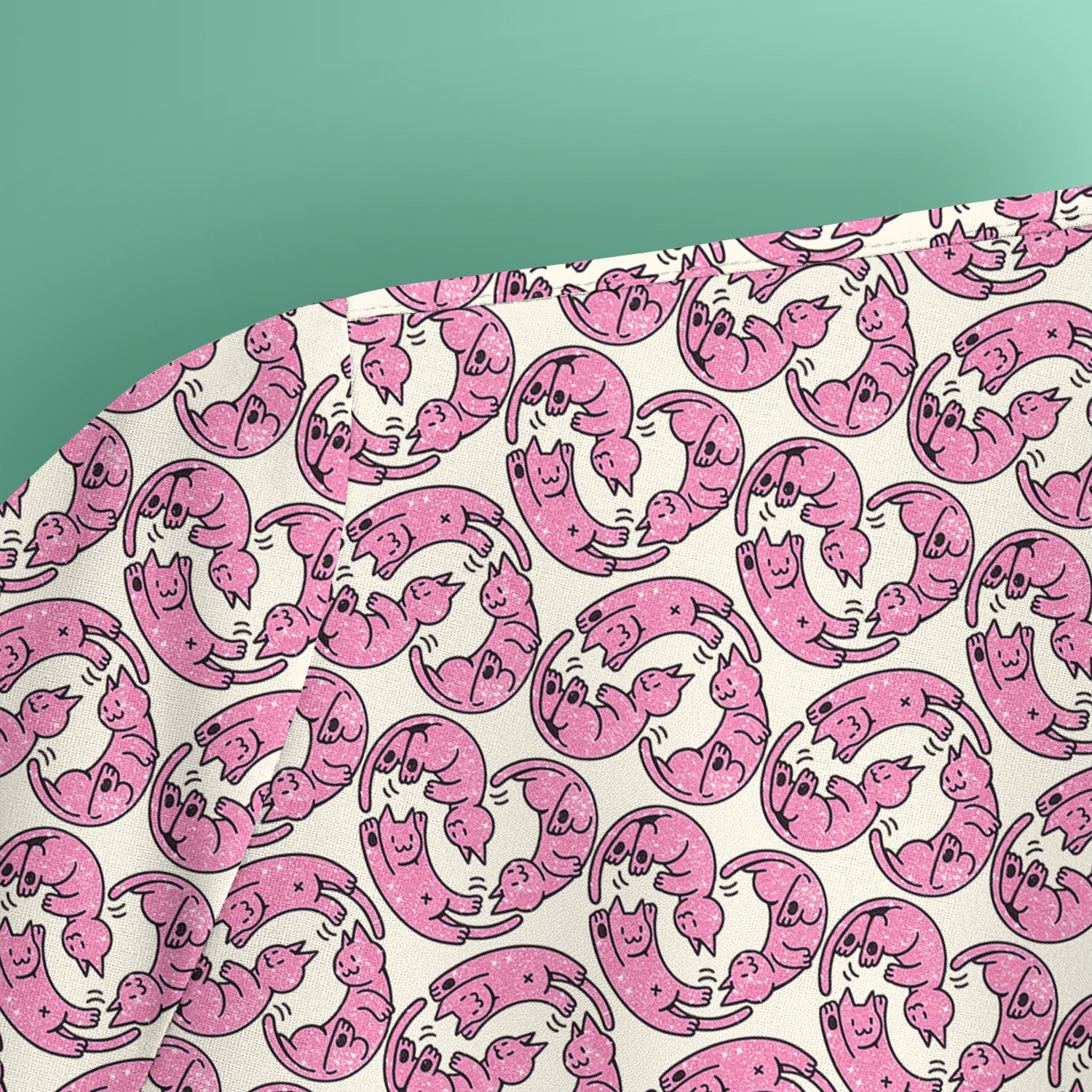 Cute Pink Cat Cartoon Pattern Scrub Top, Comfortable Scrubs for Nurses