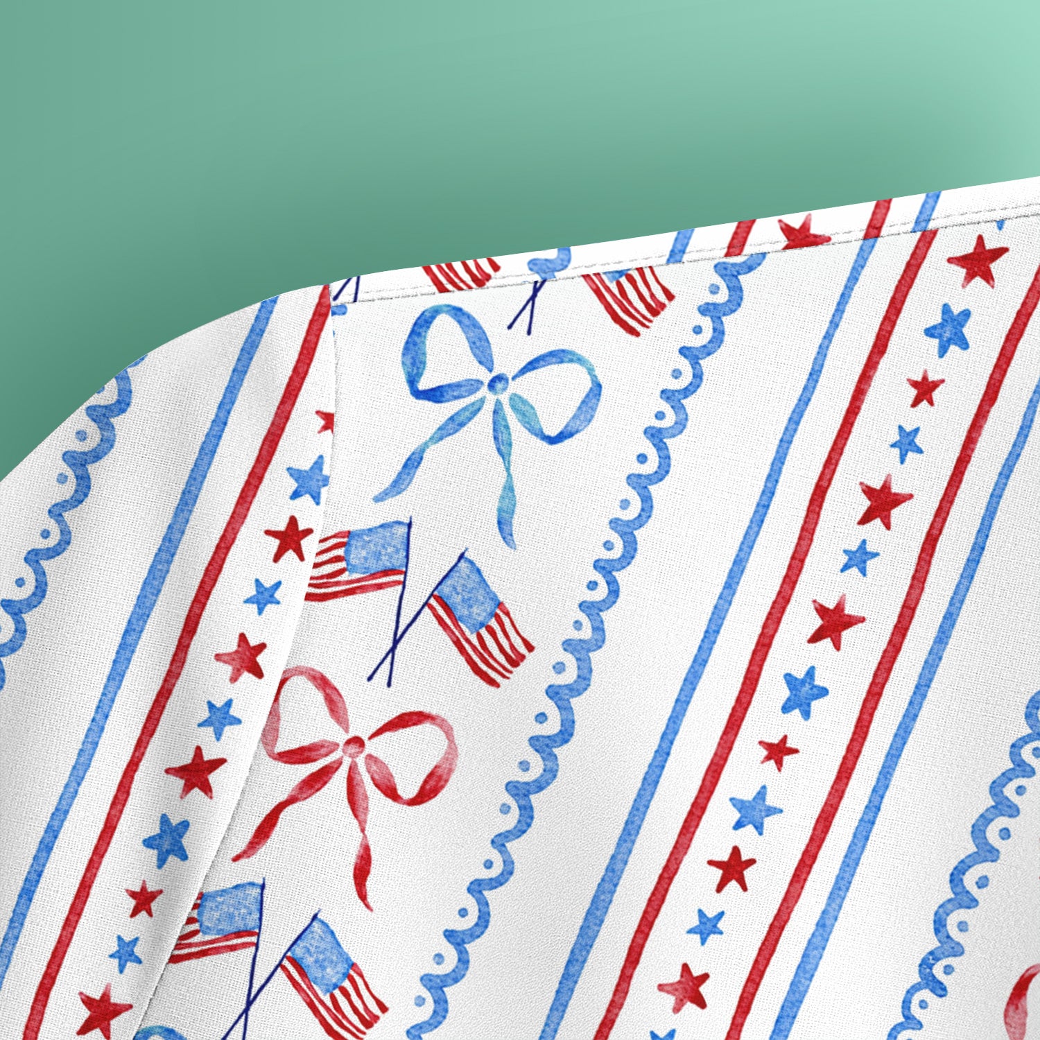 Patriotic USA Flag Bow Stripe Pattern Scrub Top, Comfortable Scrubs for Nurses