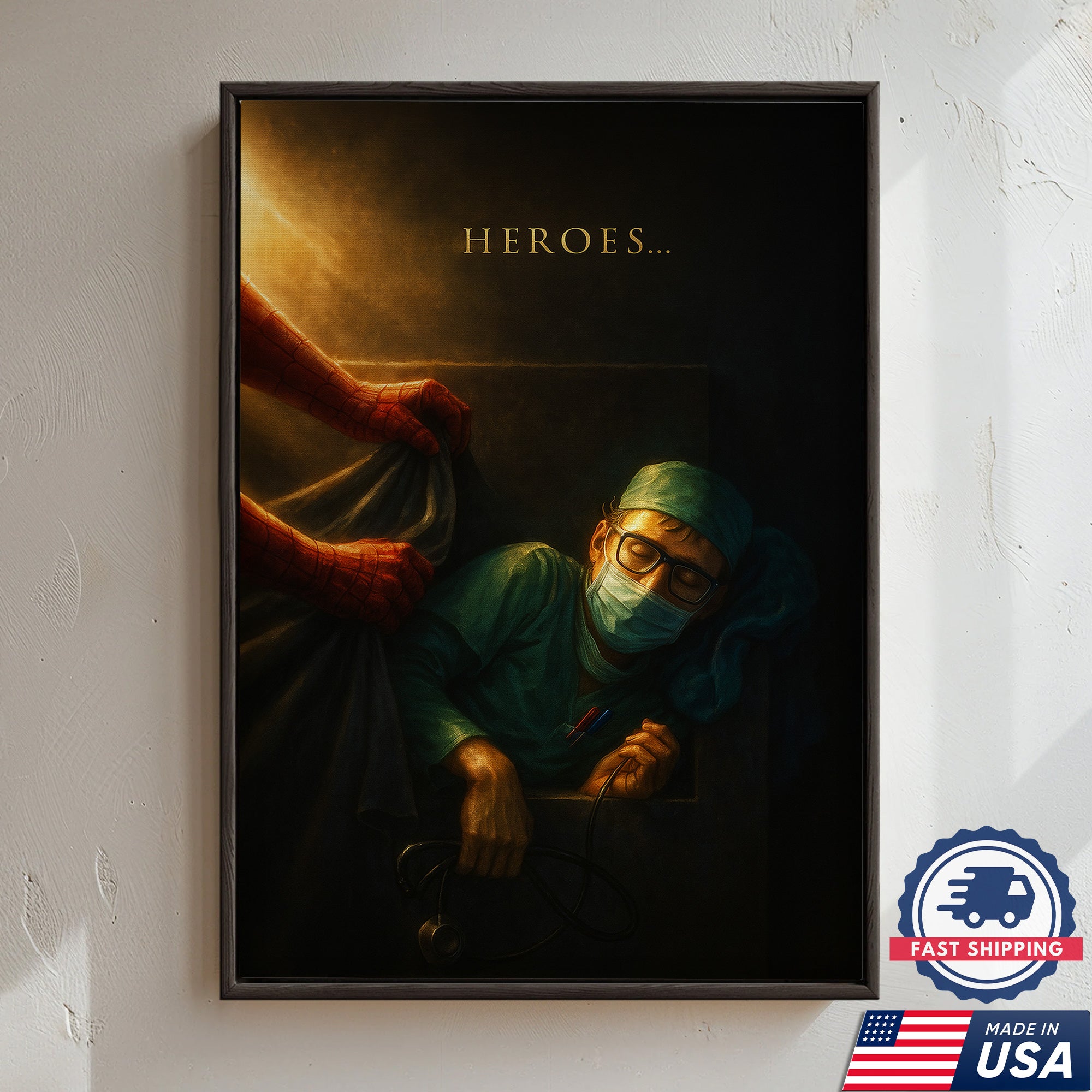 Heroes Is Nurse Canvas, Funny Medical Gift for RN LPN CNA Healthcare Workers