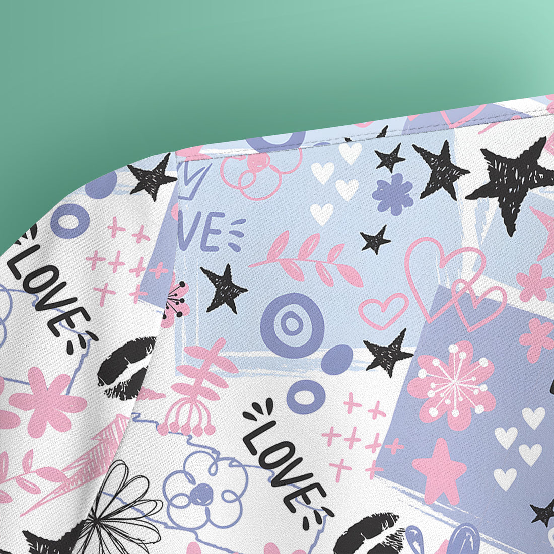 Cute Love Hearts Doodle Print Scrub Top, Comfortable Scrubs for Nurses