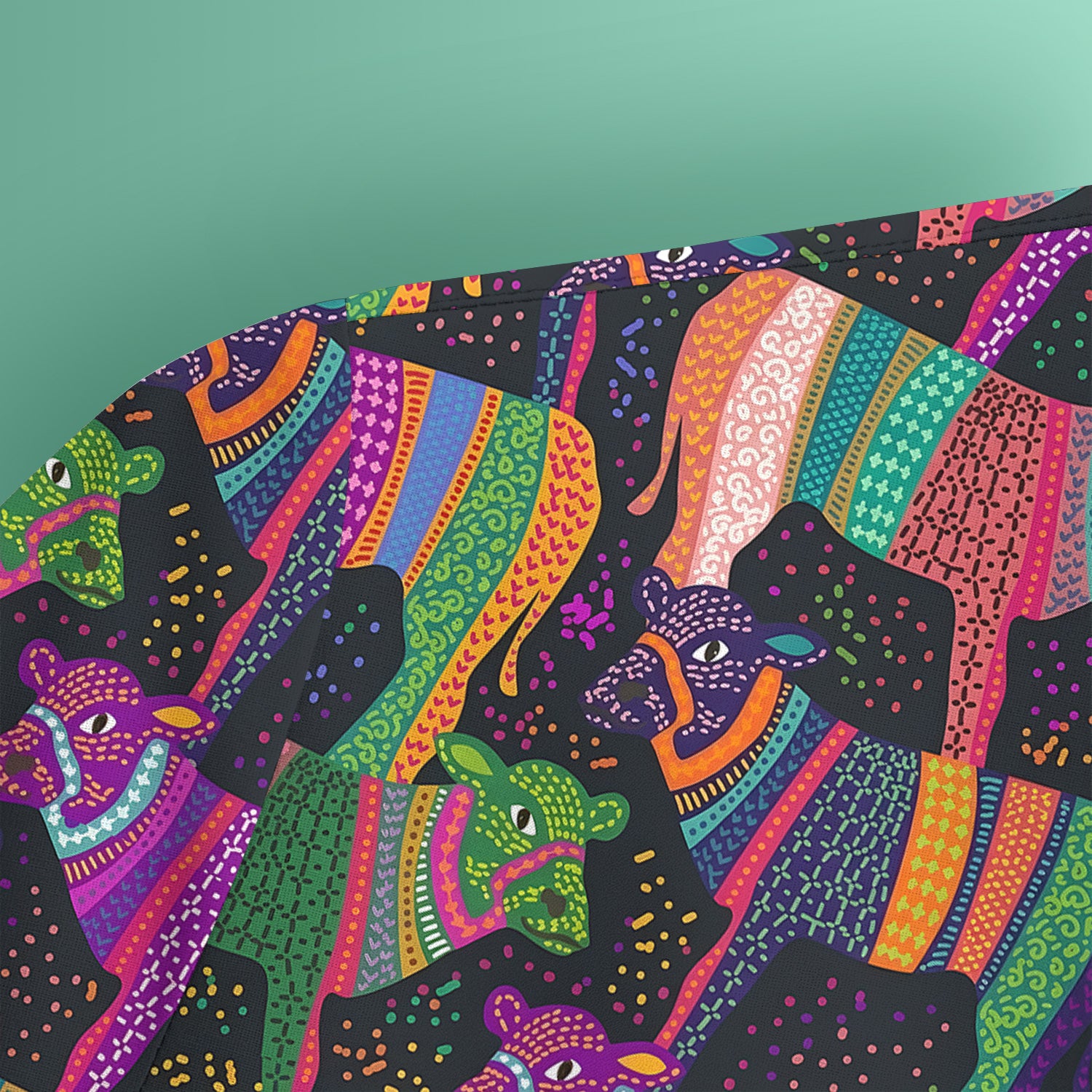 Vibrant Patchwork Rainbow Cow Pattern Scrub Top, Comfortable Scrubs for Nurses