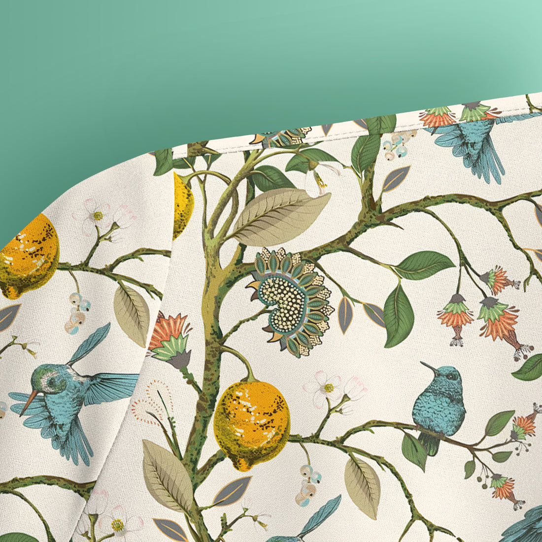 Cute Hummingbird Lemon Floral Pattern Scrub Top, Comfortable Scrubs for Nurses