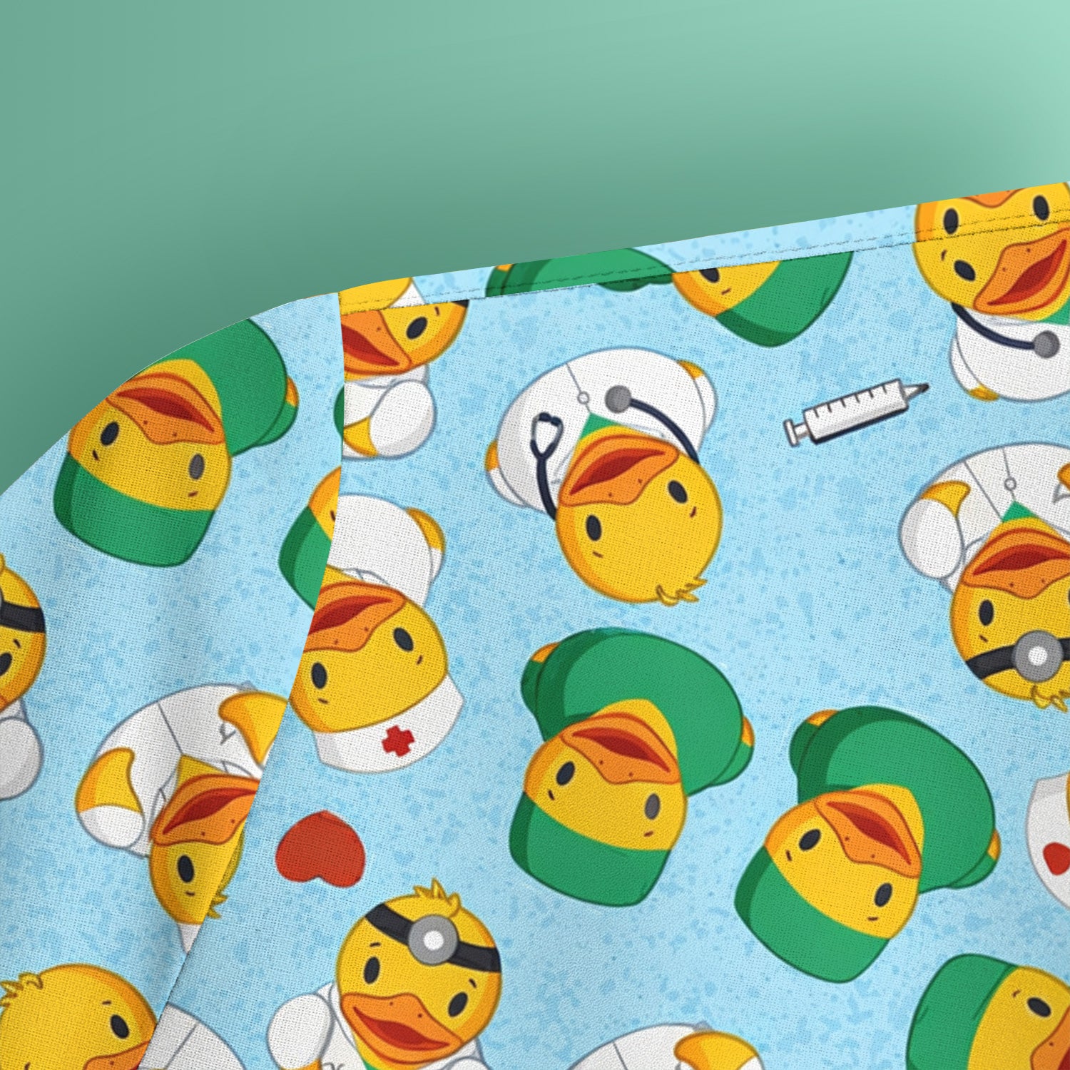 Duck Doctor Cartoon Pattern Scrub Top, Comfortable Scrubs for Nurses
