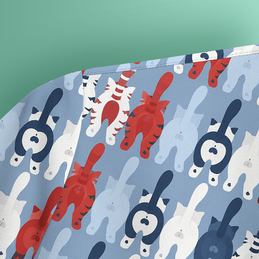 Colorful Patriotic Cat Tail Pattern Scrub Top, Comfortable Scrubs for Nurses