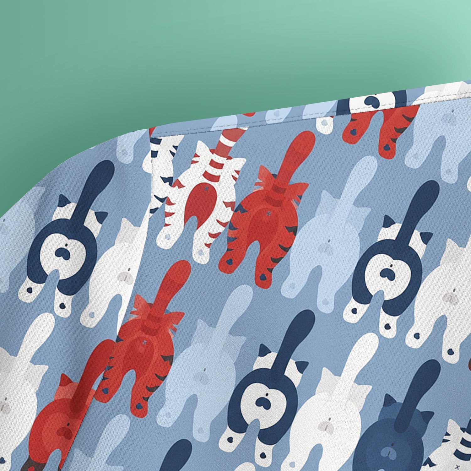 Colorful Patriotic Cat Tail Pattern Scrub Top, Comfortable Scrubs for Nurses