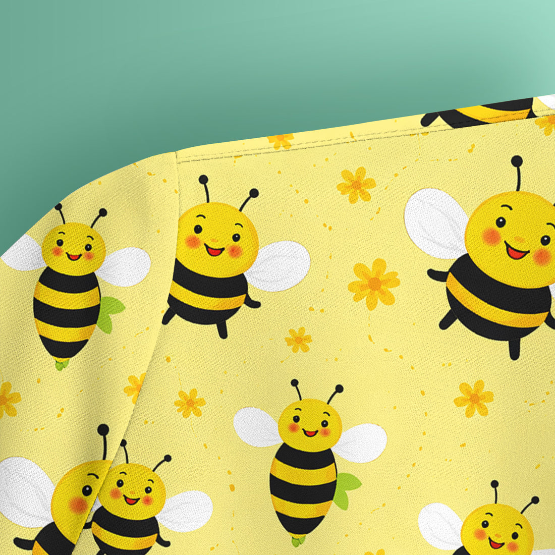 Cute Smiling Bee Yellow Floral Print Scrubs, Comfortable Scrubs for Nurses