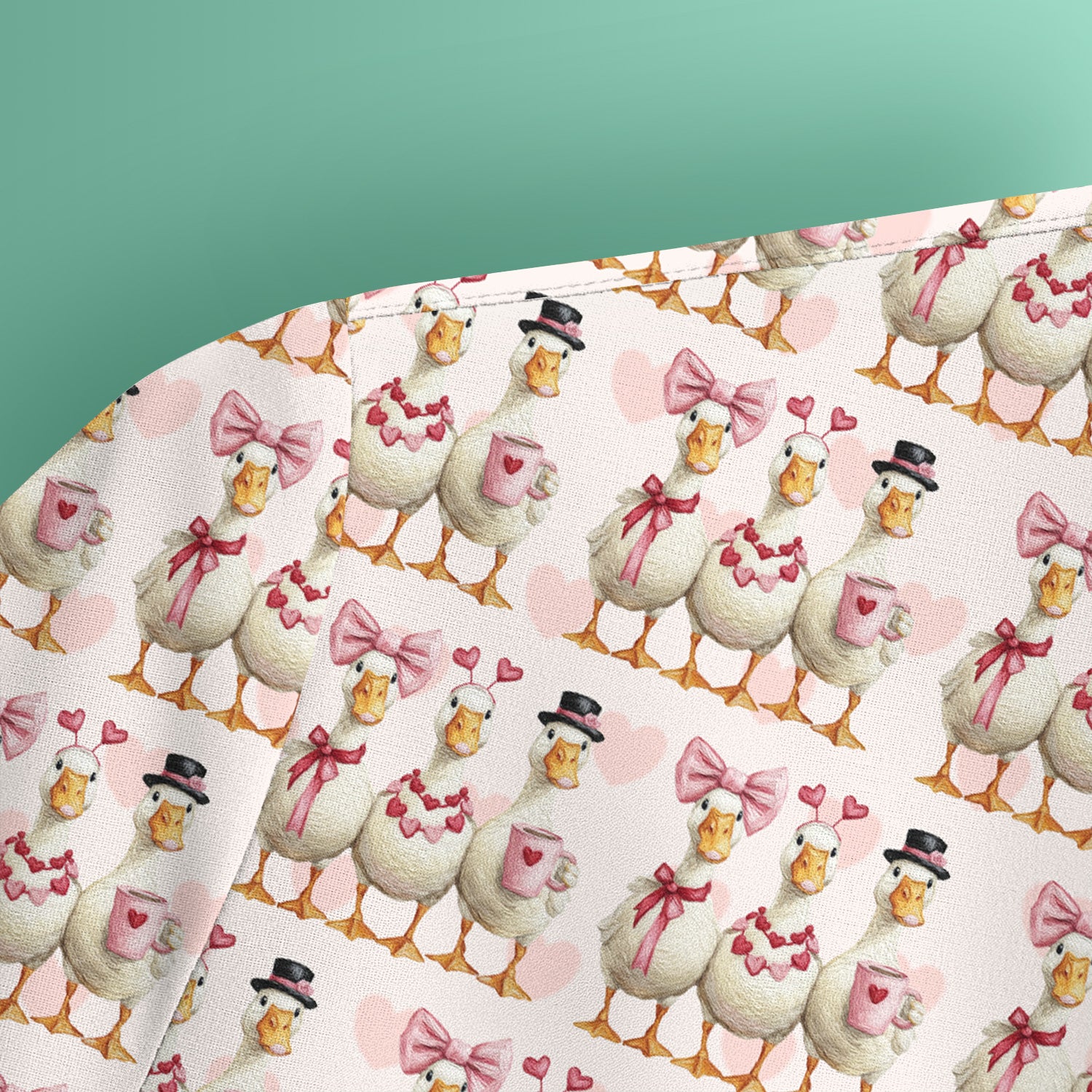 Charming Valentine Goose Heart Pink Design Scrub Top, Comfortable Scrubs for Nurses