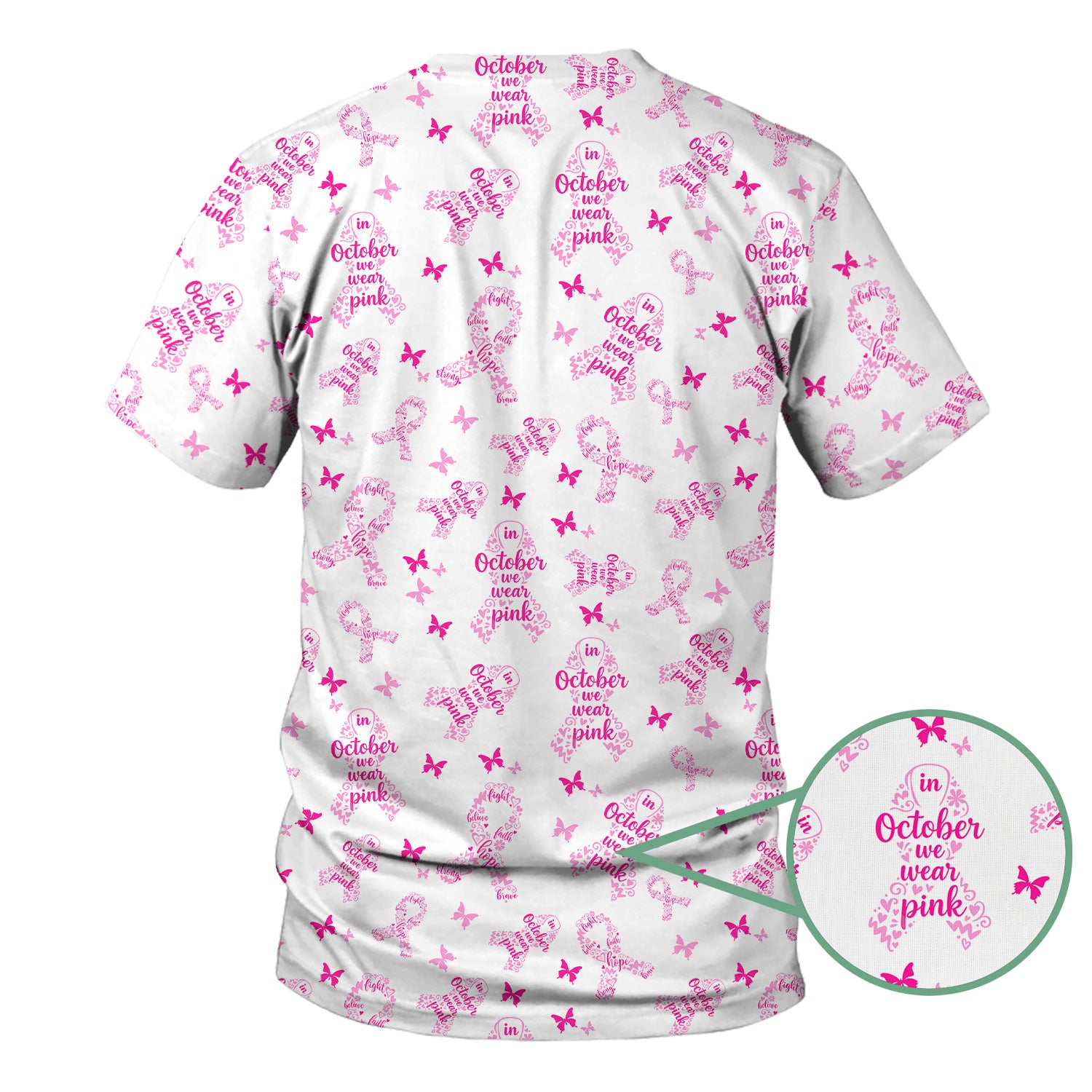 Personalized Breast Cancer Awareness Scrub Top - Supportive October Uniform for Nurses - Gift for RN, CNA, LPN