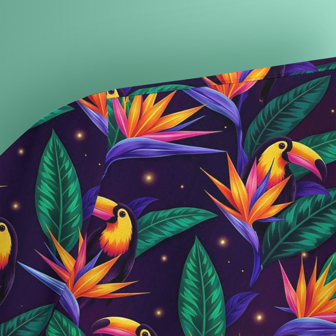 Tropical Toucan Bird Paradise Leaves Pattern Scrub Top, Comfortable Scrubs for Nurses