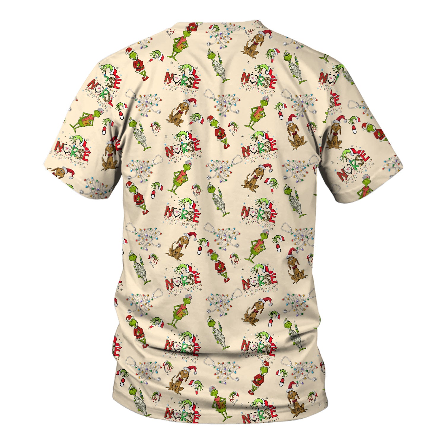 Christmas Nurse Scrub Top for Women - Funny Grinch Nursing Scrub Shirt Multi Color - Cute Holiday Medical Work Shirt with Pockets