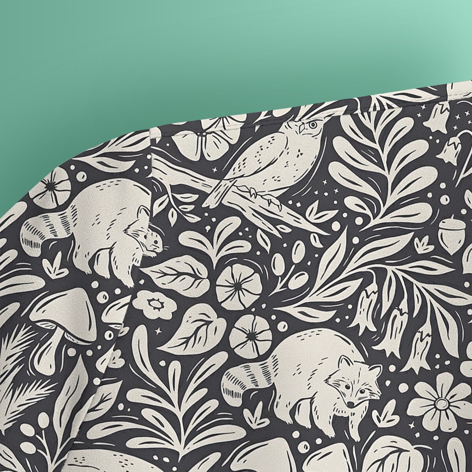 Woodland Animal Forest Pattern Scrub Top, Comfortable Scrubs for Nurses