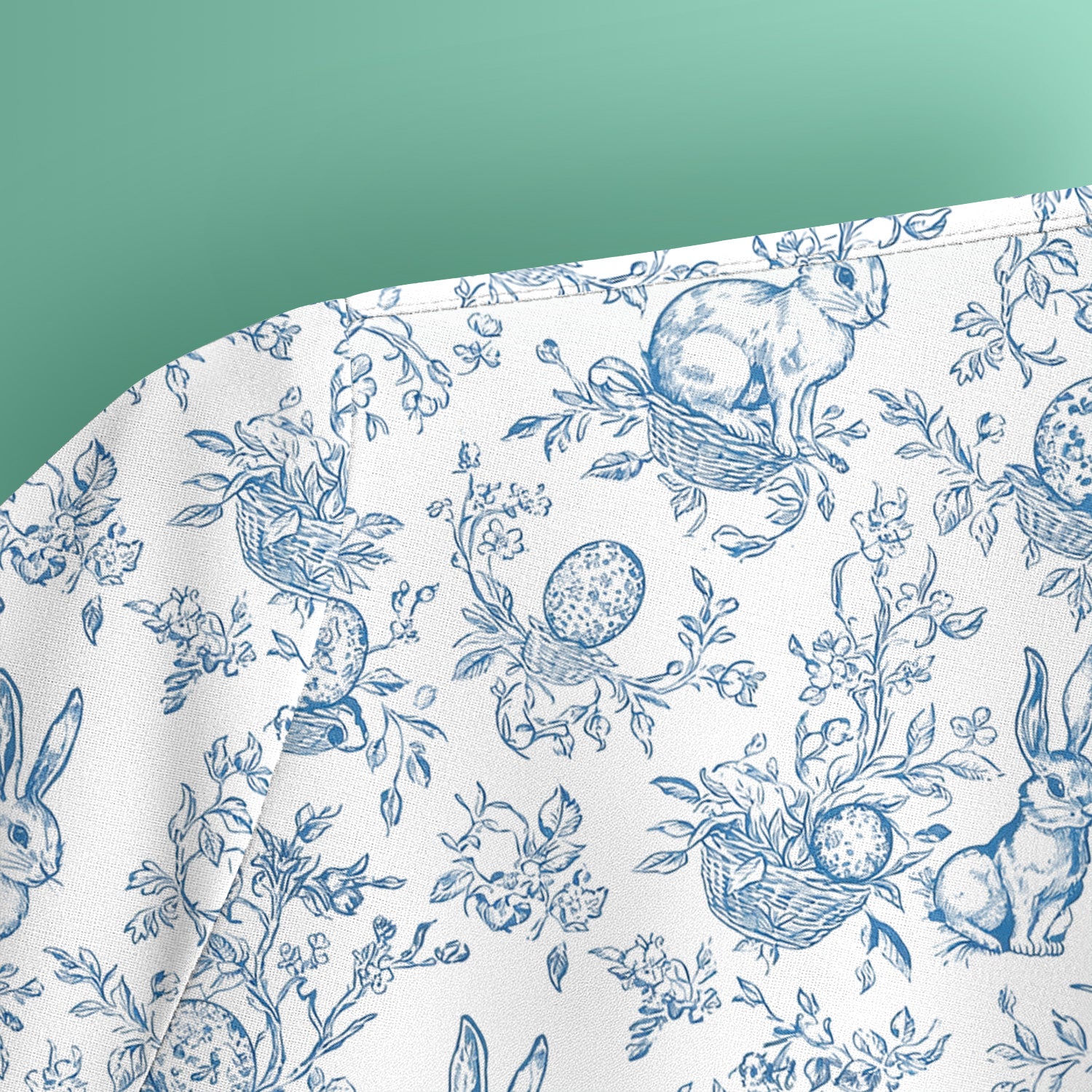 Easter Bunny Floral Egg Toile Pattern Design Print Scrub Top , Comfortable Scrubs for Nurses