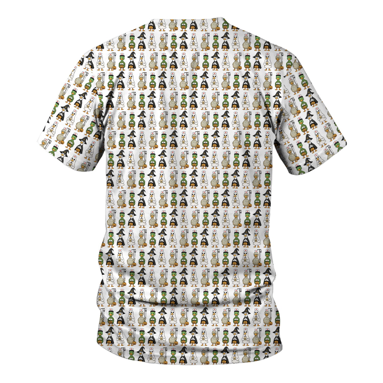Funny Nurse Halloween T-Shirt - Cute Duck in Halloween Costumes Pattern Design - Gift for Women RN LPN & Healthcare Workers