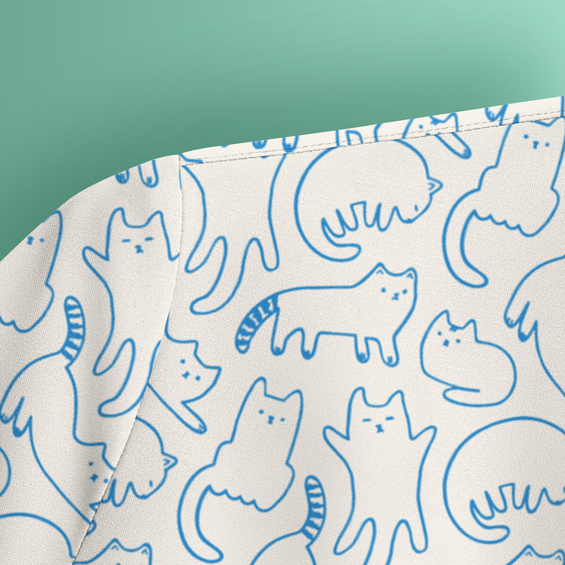 Artistic Cat Pattern Medical Scrub Top, Breathable Fabrics Nursing Uniform