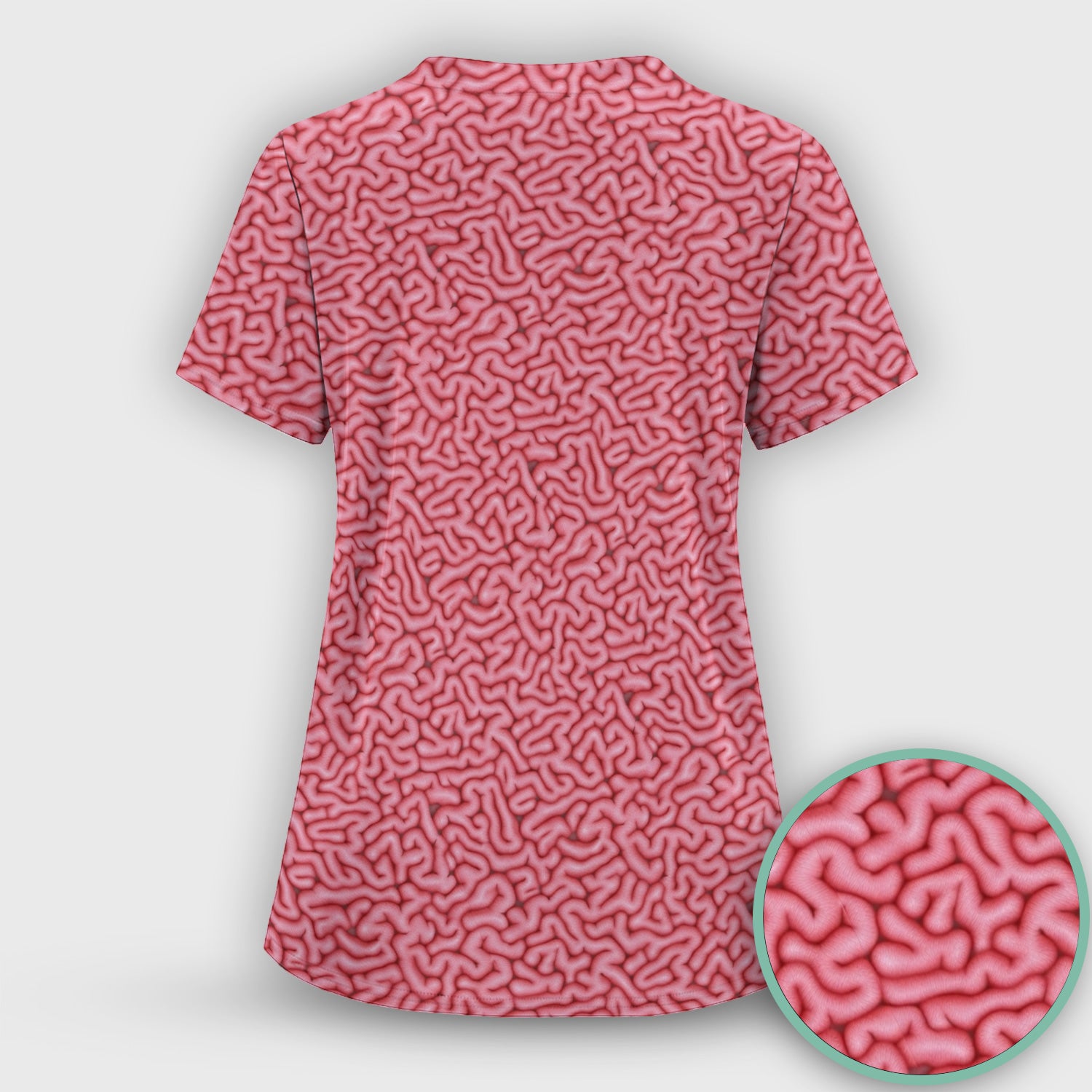 Pink Brain Anatomy Pattern Scrubs Top, Comfortable Scrubs for Nurses