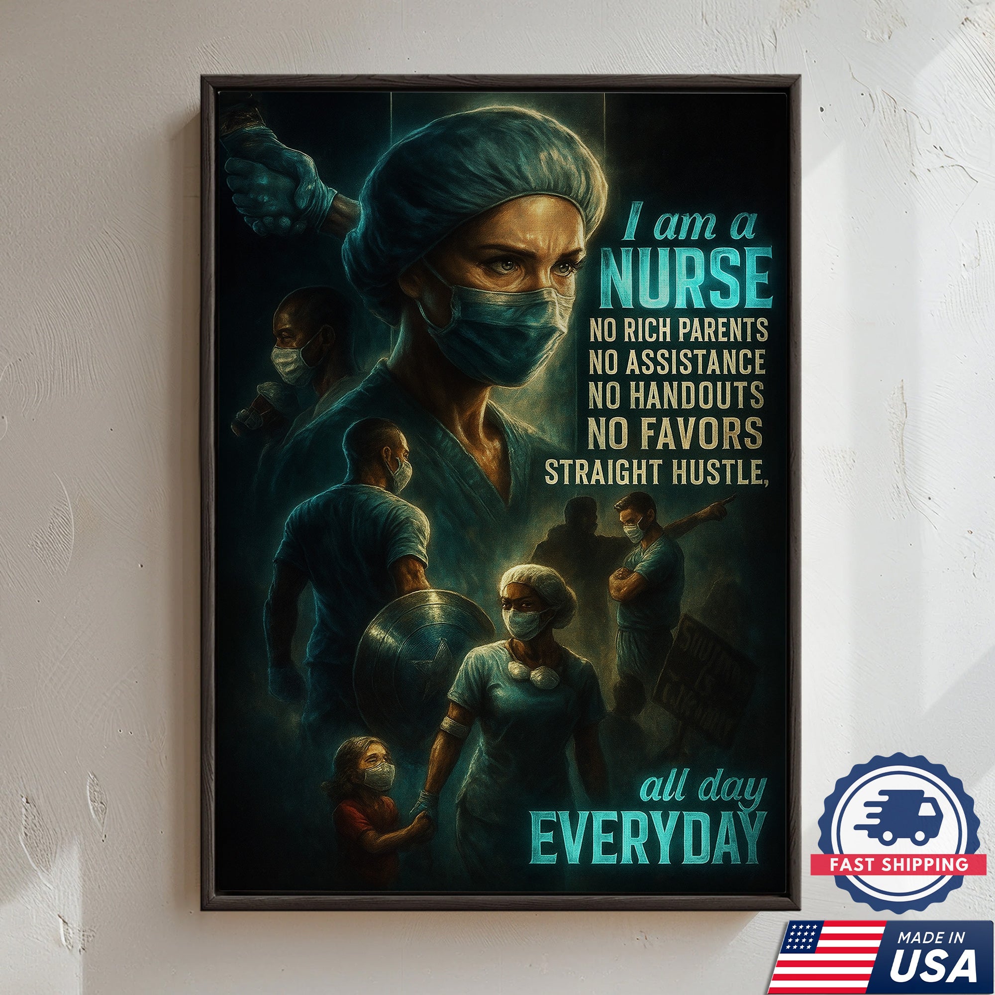 I Am A Nurse Canvas, Motivational Gift for RN LPN CNA Healthcare Workers, Home Office Wall Decor