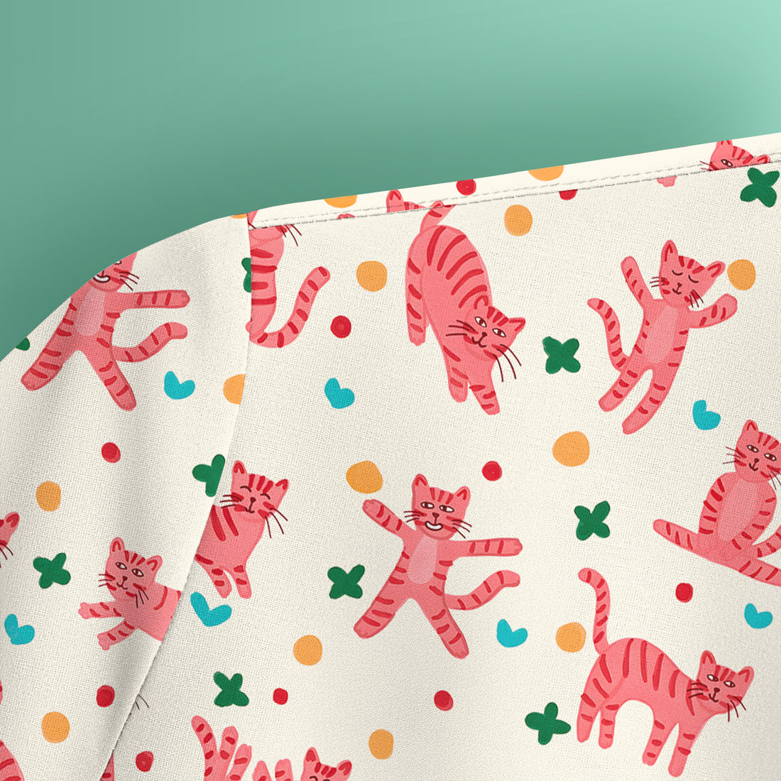 Cute Pink Cat Pattern Scrub Top, Comfortable Scrubs for Nurses