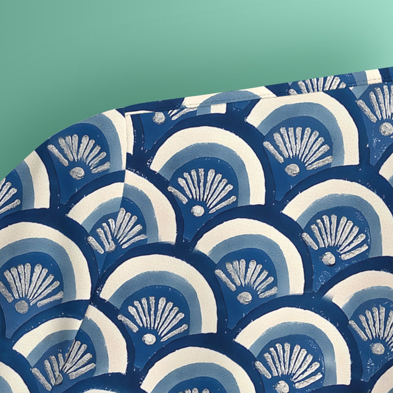 Blue Seashell Pattern Scrub Top for Women, Breathable Nursing Uniform