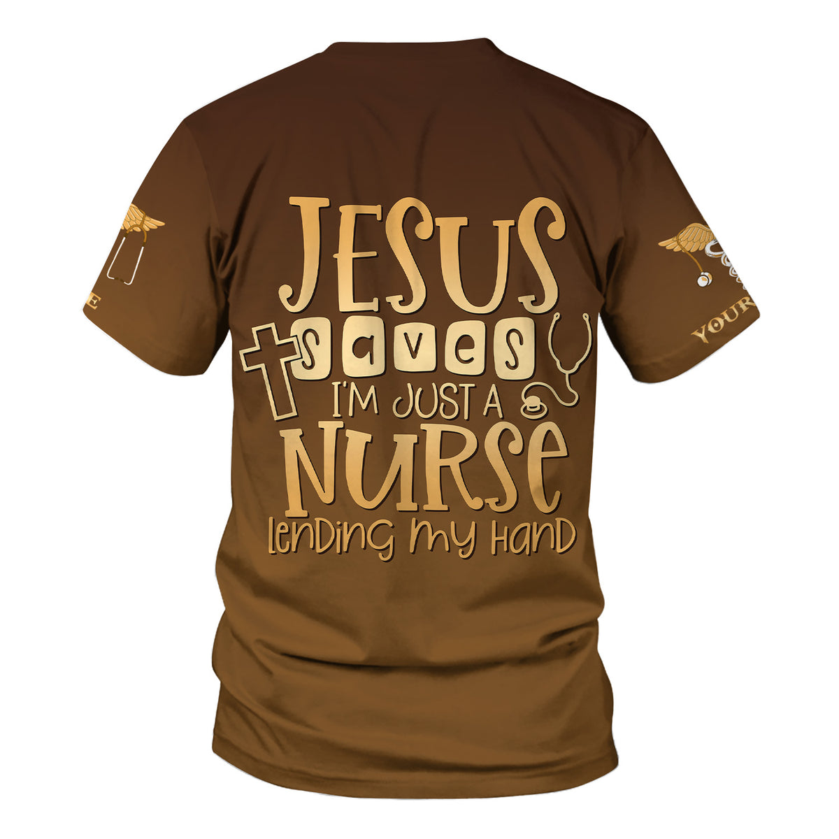 Personalized Religious Jesus Nurse Scrub Shirt for Women - Lending My Hand Faith Quote with Medical Cross - Custom Name Gift for RN CNA LPN