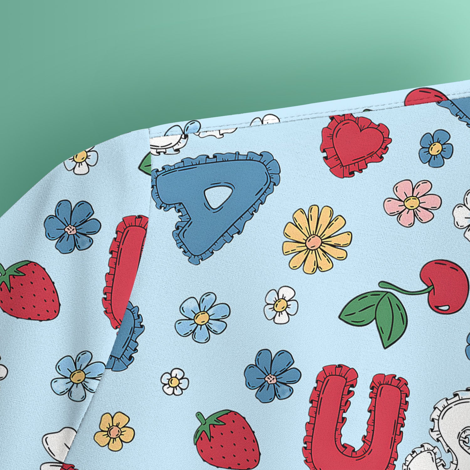 USA Cherry Strawberry Floral Patch Pattern Scrub Top, Comfortable Scrubs for Nurses