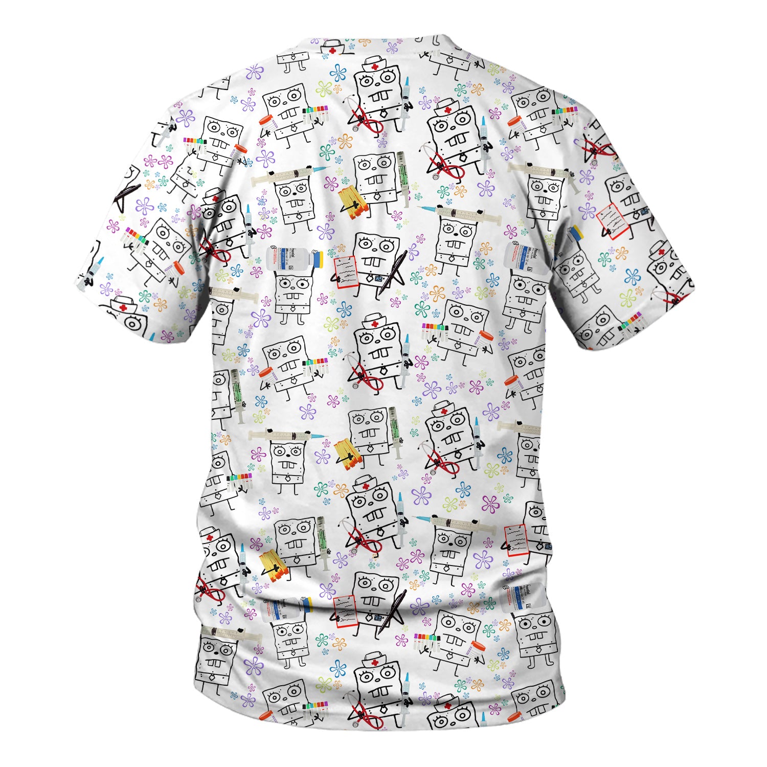 Personalized Doodle Bob Energy Drink Nurse Shirt - Funny Cartoon Medical Graphic Tee - Gift for RN MD RT CNA Paramedic Healthcare Staff