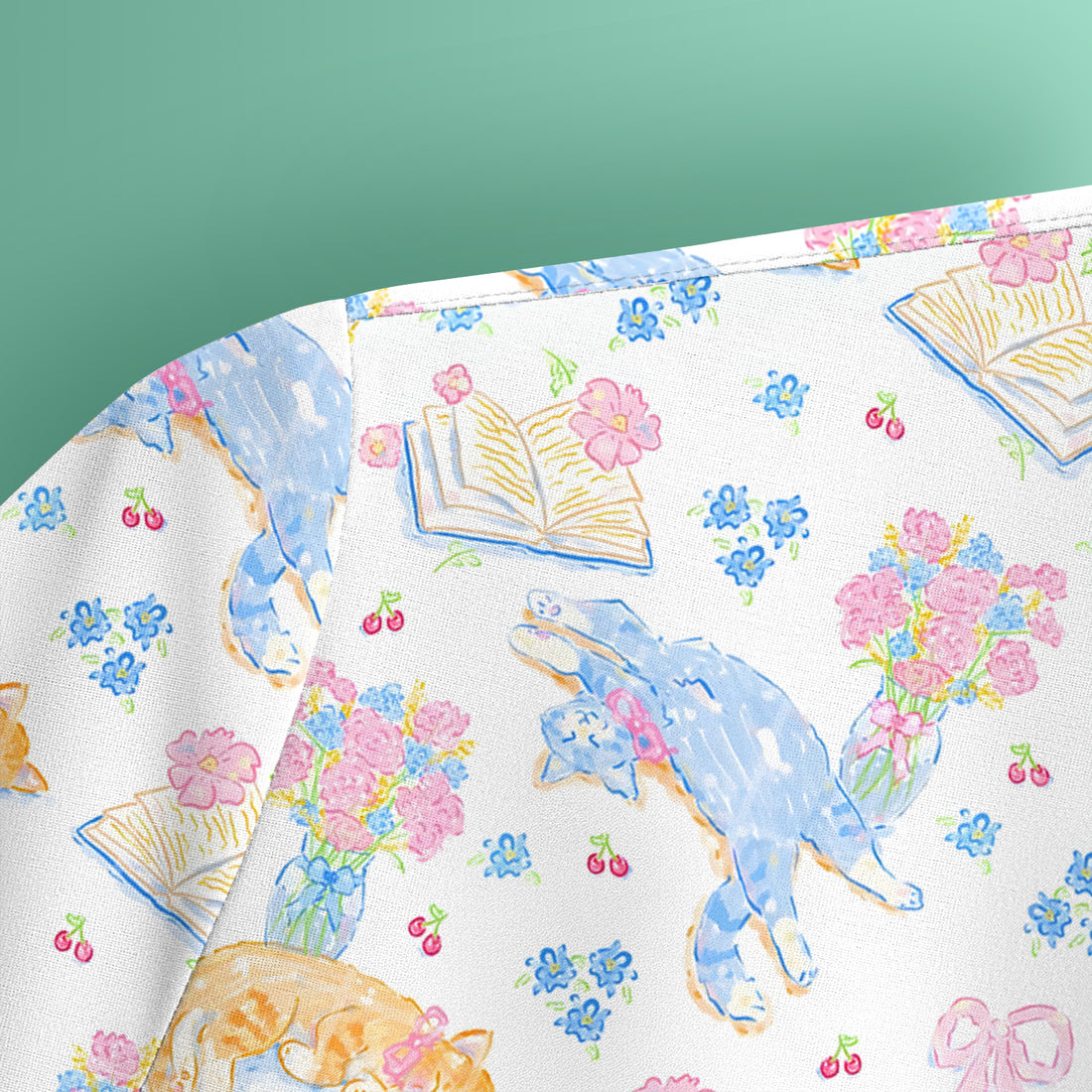 Cute Cats Reading Floral Books Pattern Scrub Top, Comfortable Scrubs for Nurses