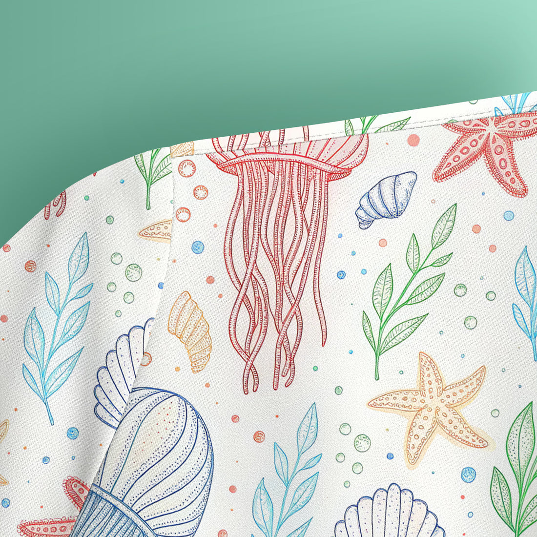 Ocean Jellyfish Starfish Seashell Pattern Scrubs Top, Comfortable Scrubs for Nurses