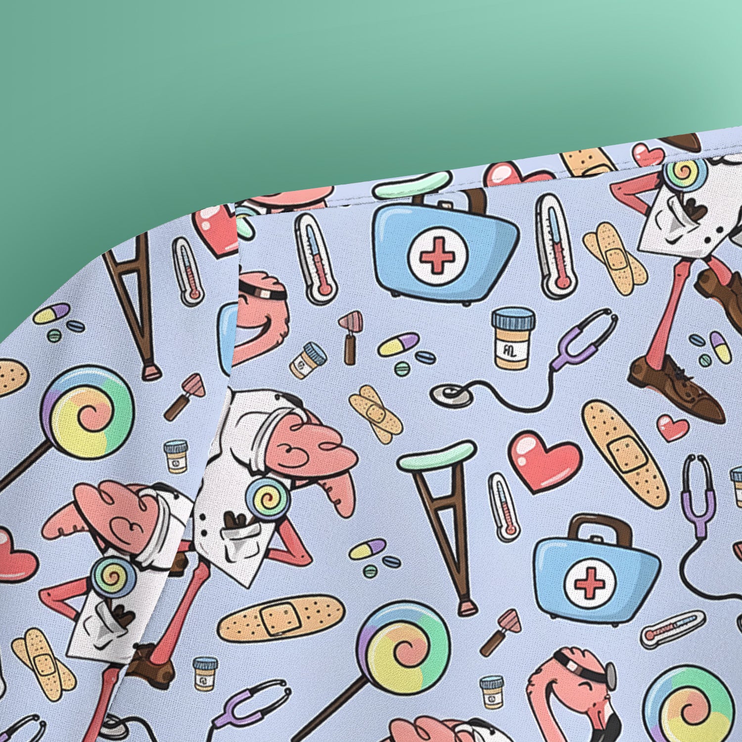 Flamingo Nurse Medical Care Pattern Scrub Top, Comfortable Scrubs for Nurses
