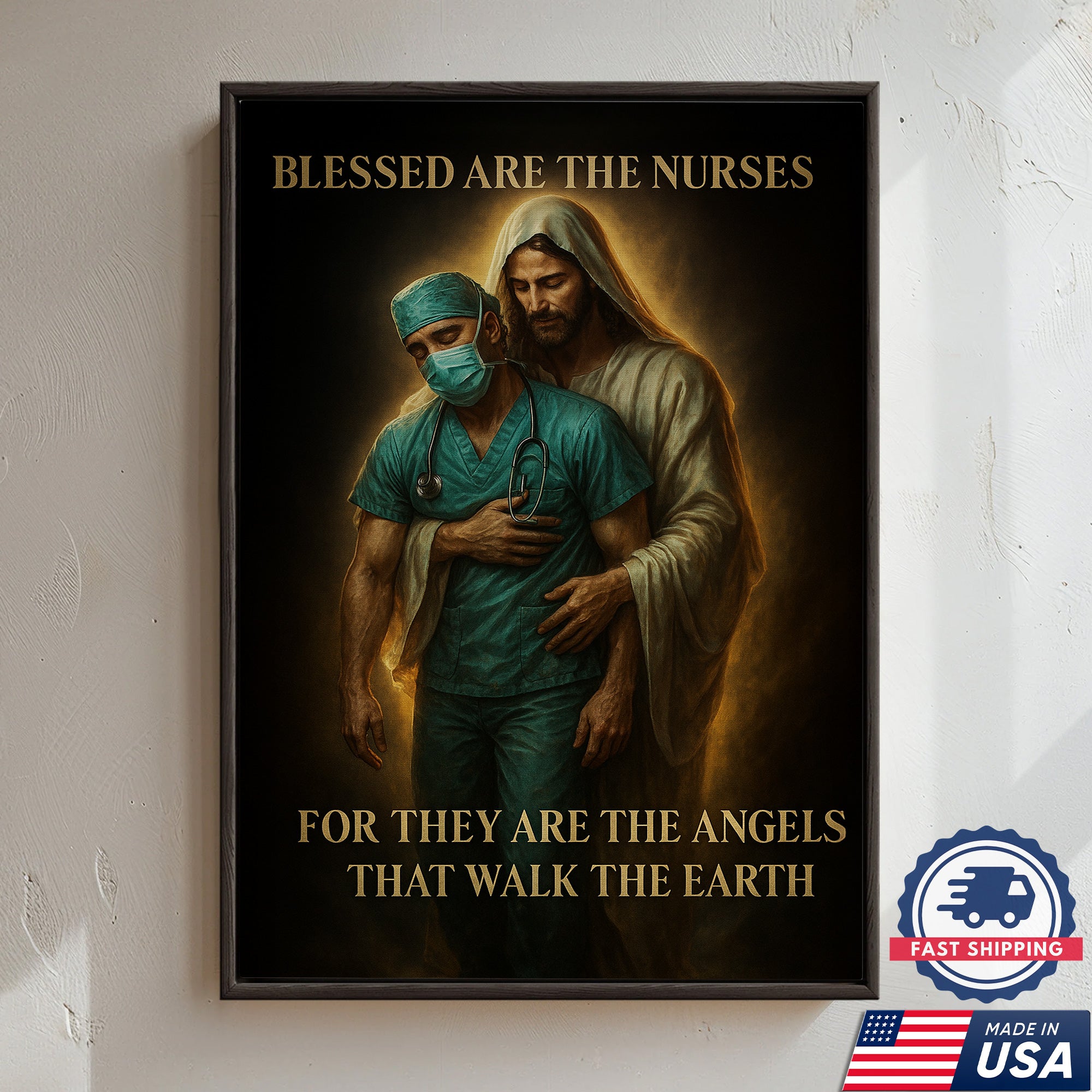 Blessed Are The Nurses Canvas, Jesus Blessed Nurses, Gift for RN LPN CNA