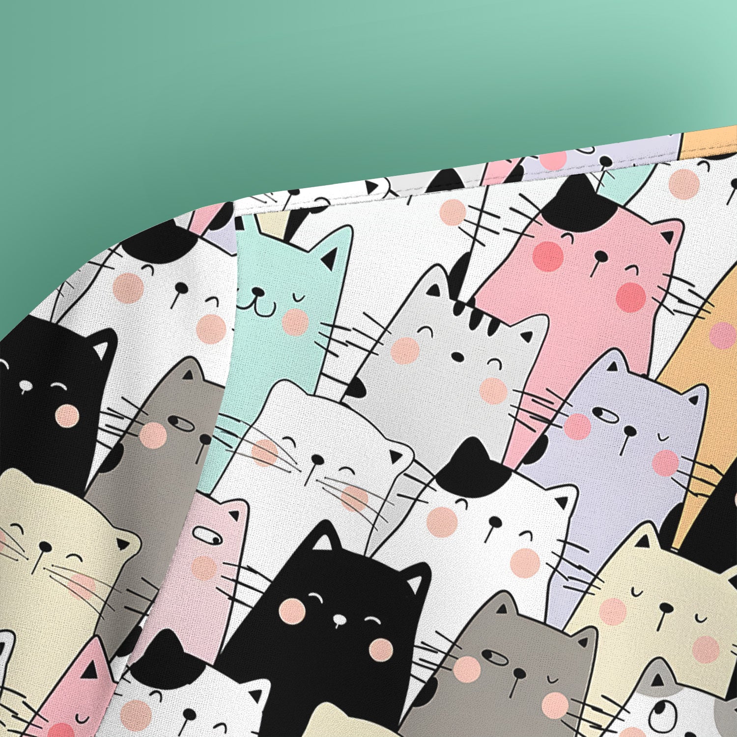 Playful Cartoon Cat Crowd Pattern Scrub Top, Comfortable Scrubs for Nurses