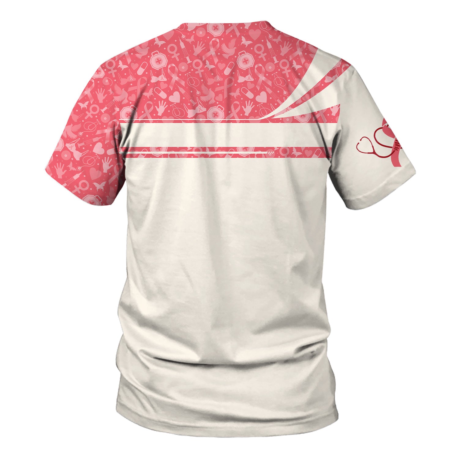 Personalized In October We Wear Pink Shirt - Breast Cancer Awareness Scrub Top - Cute Nurse Uniform Tee with Custom Name
