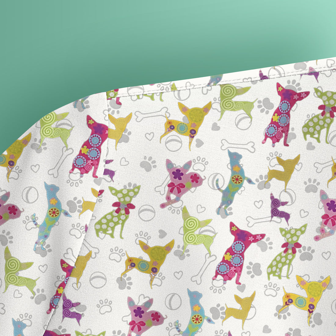 Colorful Playful Dog Print Nurse Scrub Top, Comfortable Scrubs for Nurses