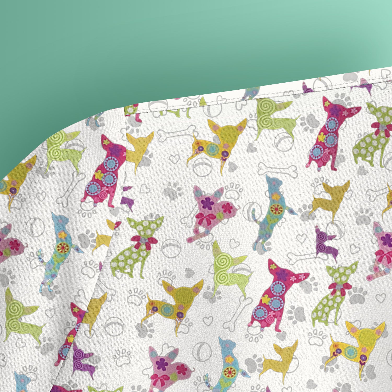 Colorful Playful Dog Print Nurse Scrub Top, Comfortable Scrubs for Nurses