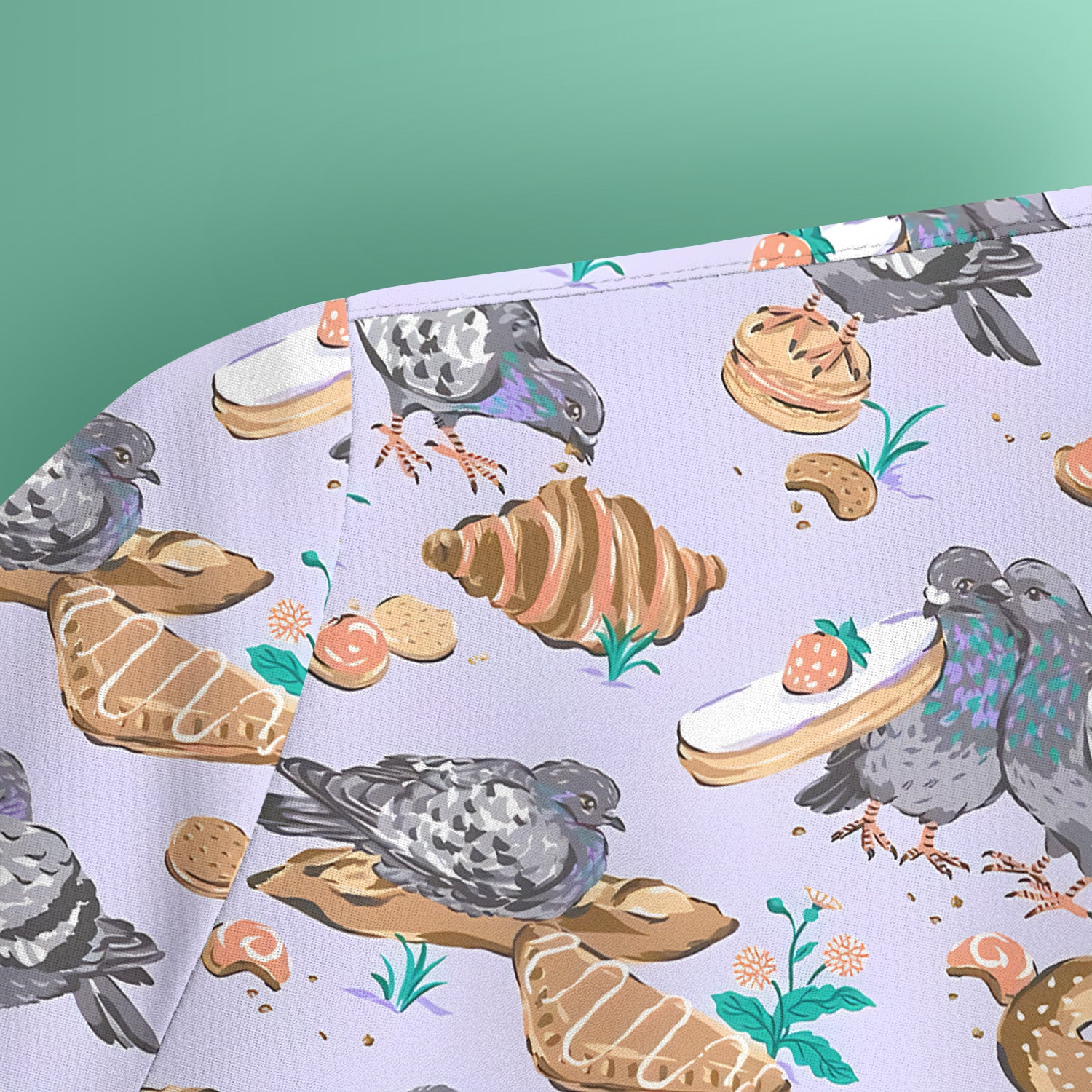 Funny Pigeon Bread Snack Nurse Pattern Scrub Top, Comfortable Scrubs for Nurses