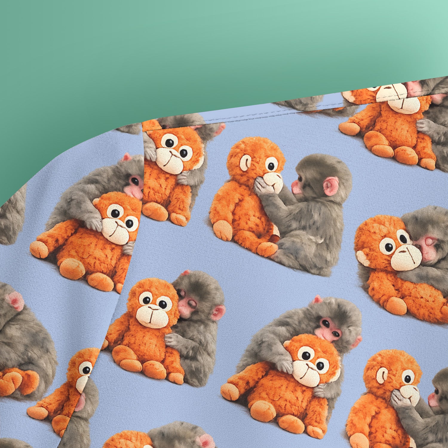 Cute Baby Monkey Plush Toy Animal Pattern Scrub Top, Breathable Medical Uniform Top