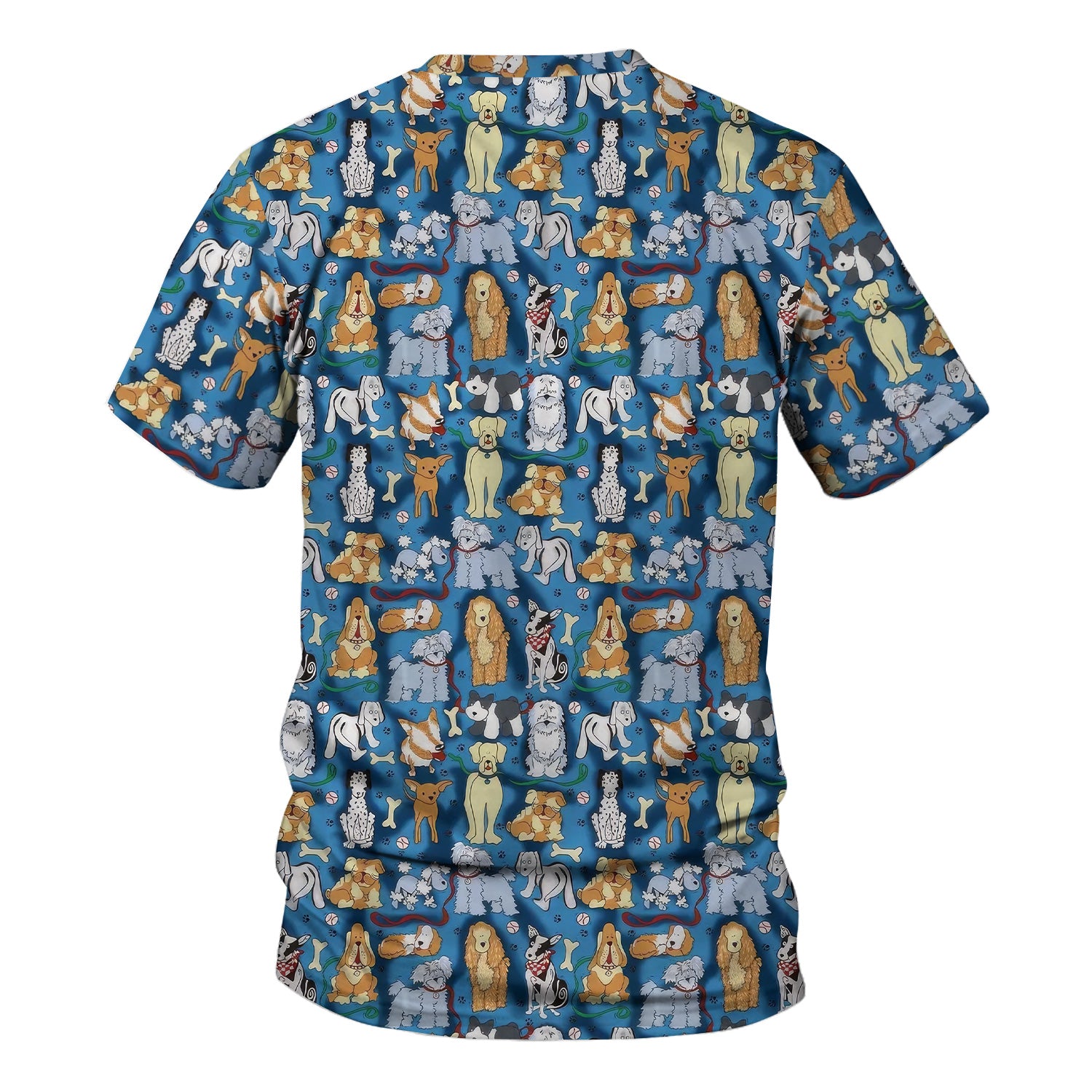 Funny Dog Lover Shirt - Cartoon Dog Breeds Pattern Design - Gift for RN LPN CNA Women Healthcare Staff