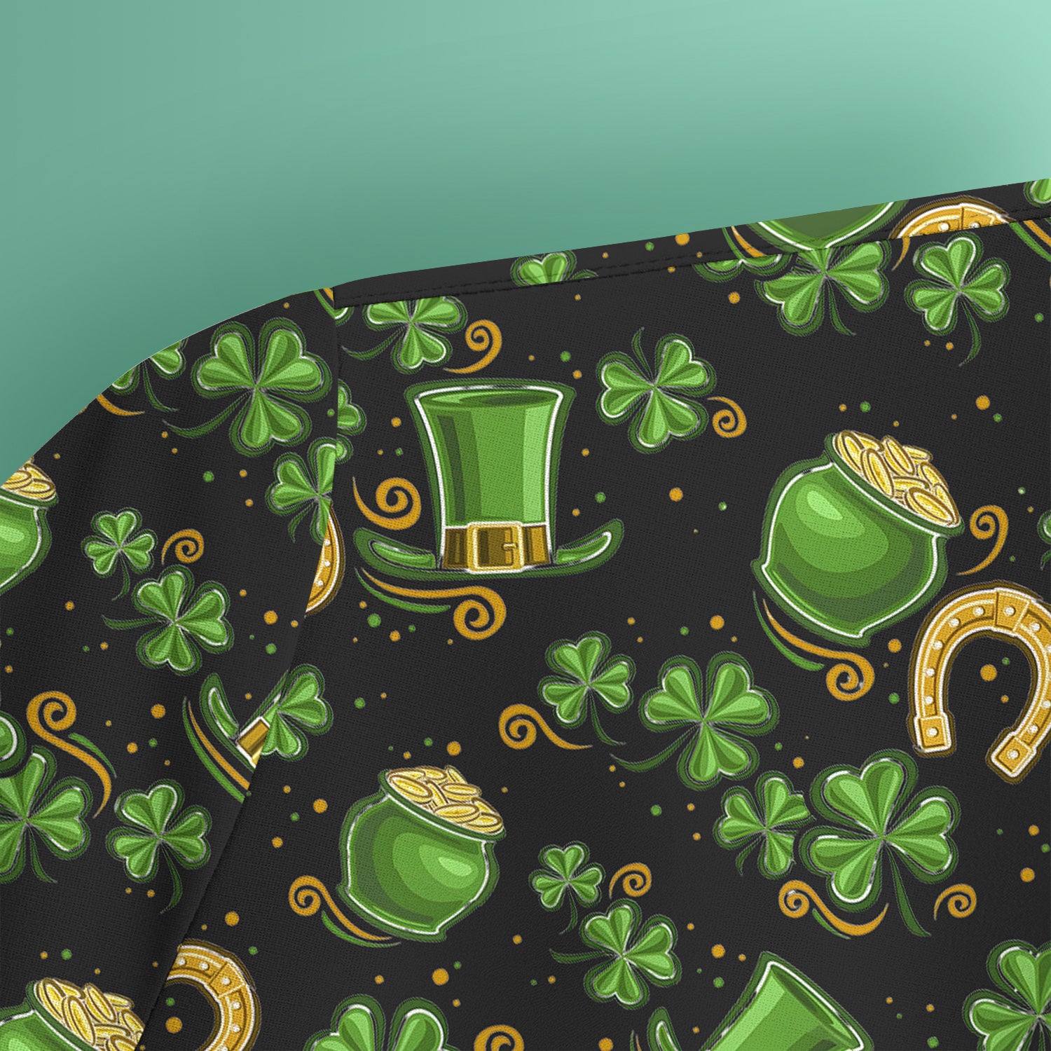 St. Patrick Shamrock Pattern Scrub Top, Comfortable Scrubs for Nurses