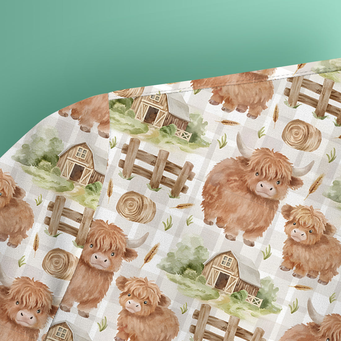 Cute Highland Cow With Farm Barn Fence Scrub Top, Comfortable Scrubs for Nurses