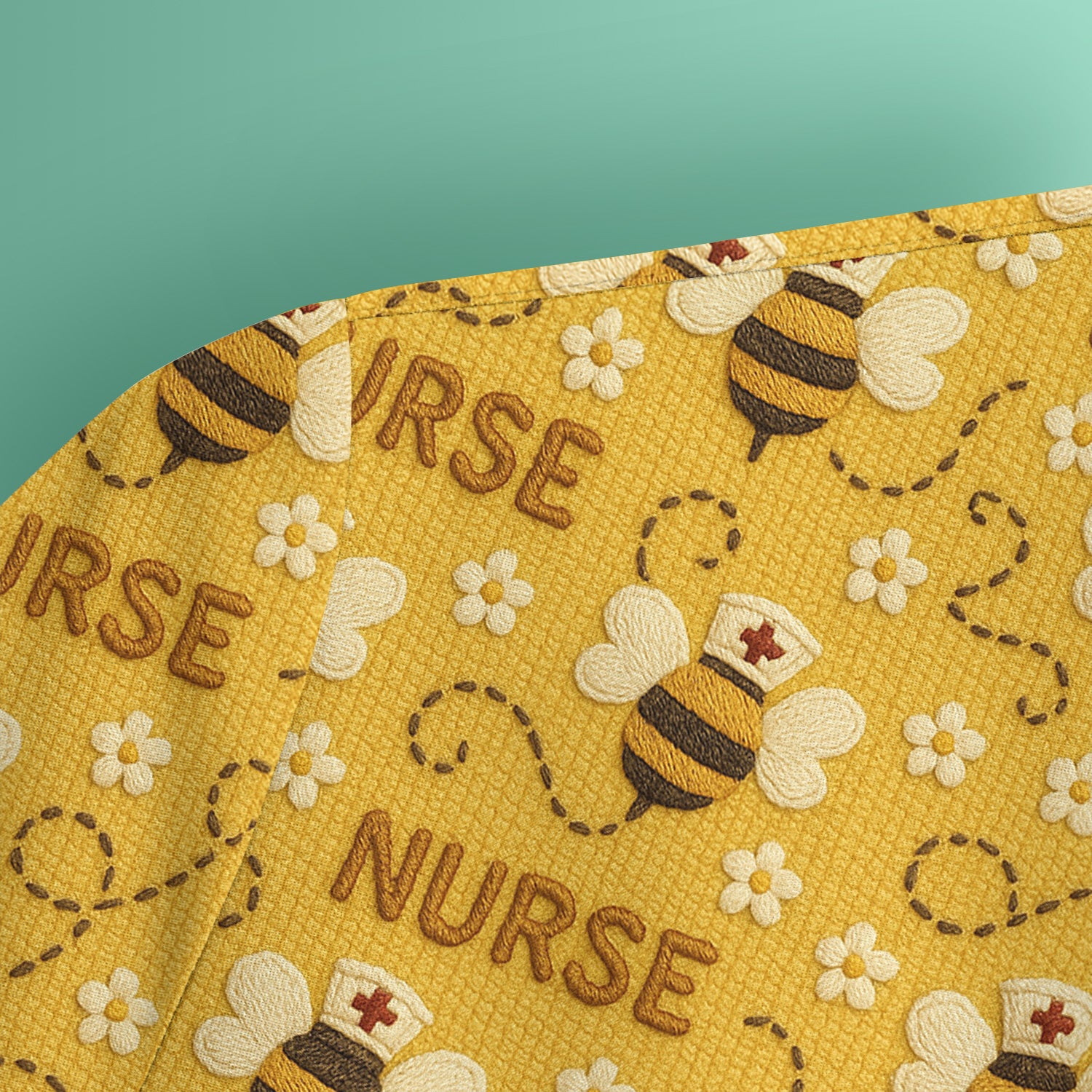 Honey Bee Nurse Scrub Top – Cute Bumblebee Medical Pattern – Cheerful Uniform for Nurses, Vets and Healthcare Workers