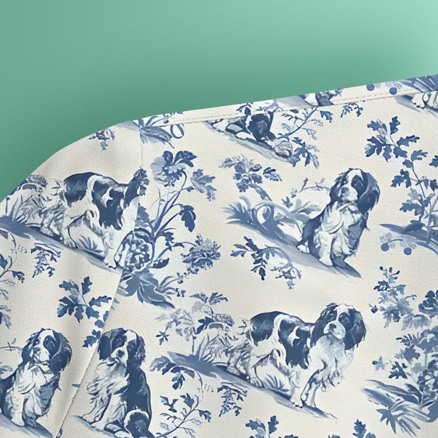 Dog Pattern Toile De Jouy Scrub Top, Vintage Dog Print Nurse Scrub Shirt, Cute Vet Tech Uniform